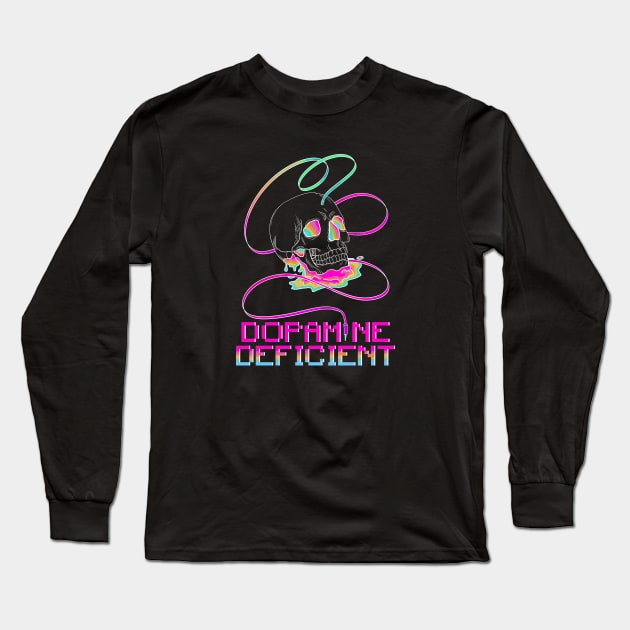 Dopamine Deficient ADHD Rainbow Skull Long Sleeve T-Shirt by Brave Dave Apparel